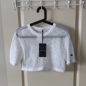 Champion White Mesh Crop Top